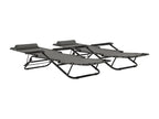 2-piece folding sun loungers with footrest, steel, grey