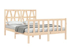 Bed frame with solid wood double headboard