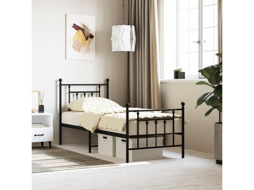 Metal bed frame without mattress with black bed legs 75x190 cm JNNZ34683