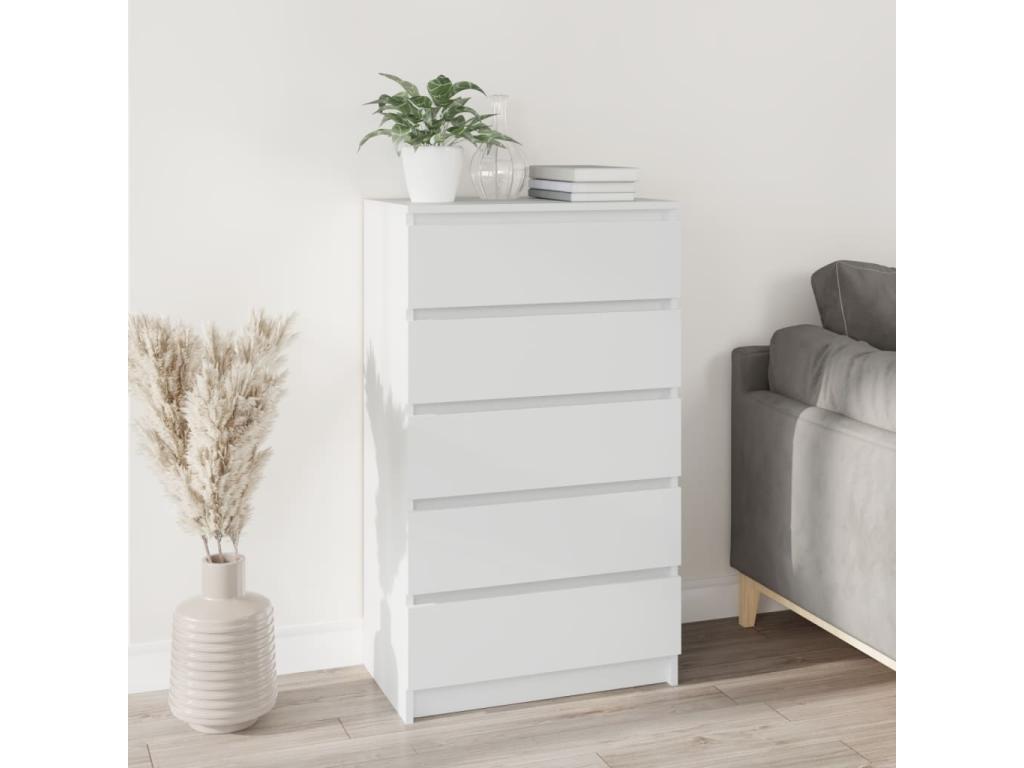 White Chest of Drawers 60x36x103 cm Engineered Wood UGMC06949