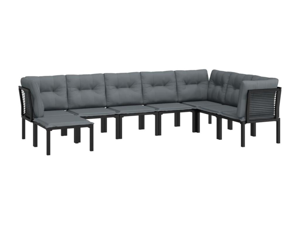 8-piece black and grey resin wicker garden furniture set