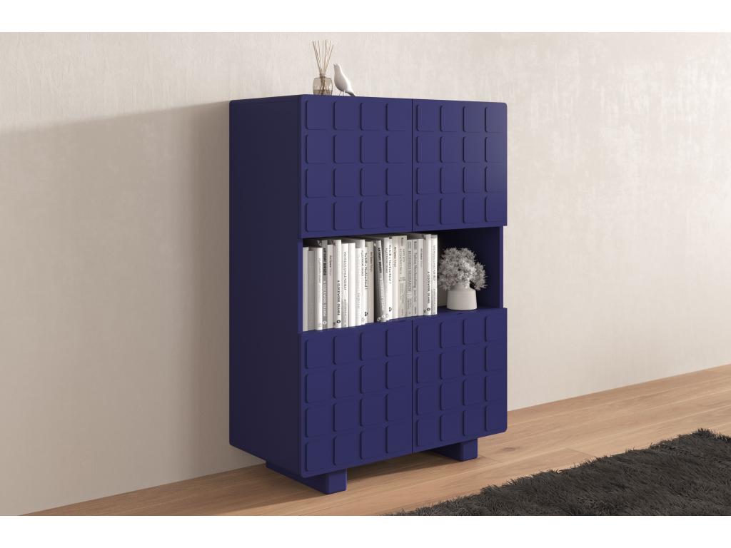 Modern sideboard with 3D fronts, Meubiana CUBO HIGH / noble blue color / width - 85 cm