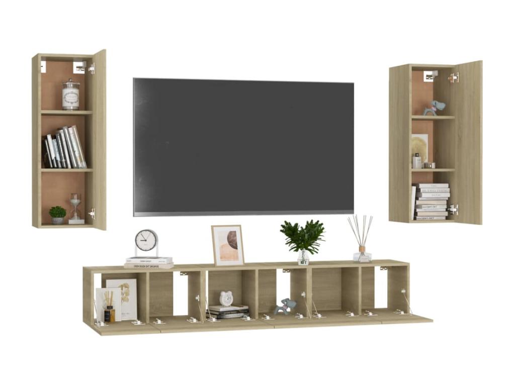 Laviecasa 5-Piece TV Unit Set, Oak Finish, Chipboard MNUN42299