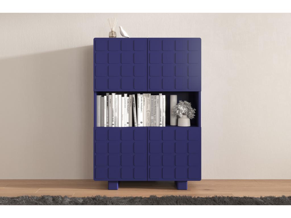 Modern sideboard with 3D fronts, Meubiana CUBO HIGH / noble blue color / width - 85 cm