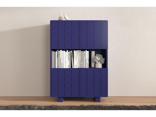 Modern sideboard with 3D fronts, Meubiana CUBO HIGH / noble blue color / width - 85 cm