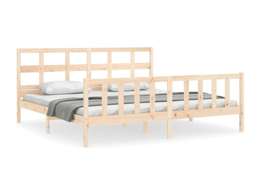 Bed frame with headboard, super Meubiana solid wood