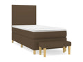 Upholstered bed base with mattress, dark brown, 100x200 cm