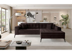 Laviecasa 295cm PULT03837 Right-hand corner tufted convertible sofa in brown velvet with black metal legs