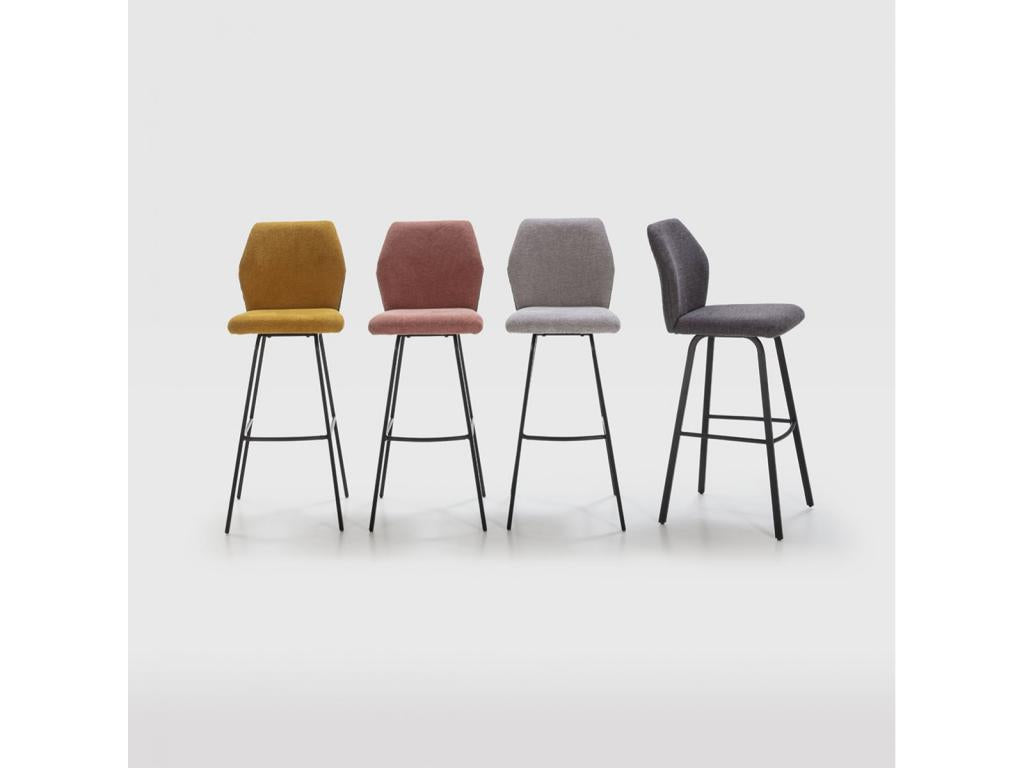 Laviecasa - Set of 4 Two-Tone Fabric and Anthracite Faux Leather Stools FTXG11115
