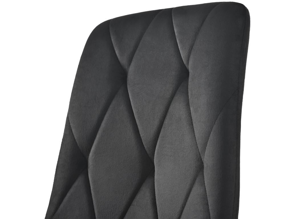 Set of 4 velvet chairs - metal frame - diamond pattern - black IQXM72016