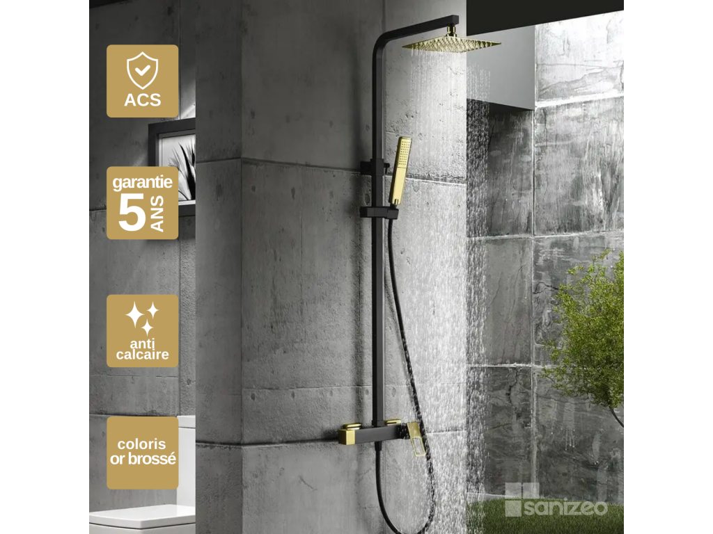 Laviecasa SUECIA BDC032/NGOLD XLBU05602 Black and Gold Anti-Limescale Shower Column