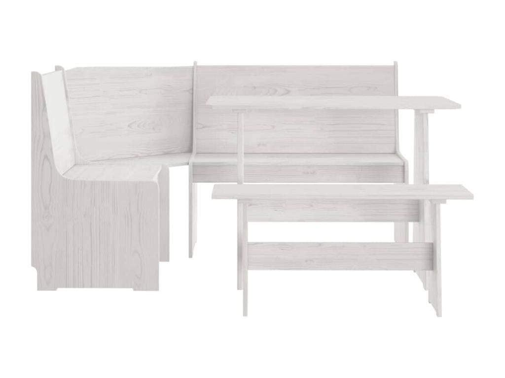REINE 3-piece dining set, white solid pine wood