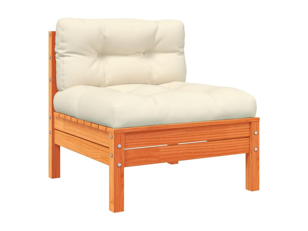 8-piece garden furniture set with cushions, brown wax finish, solid pine wood