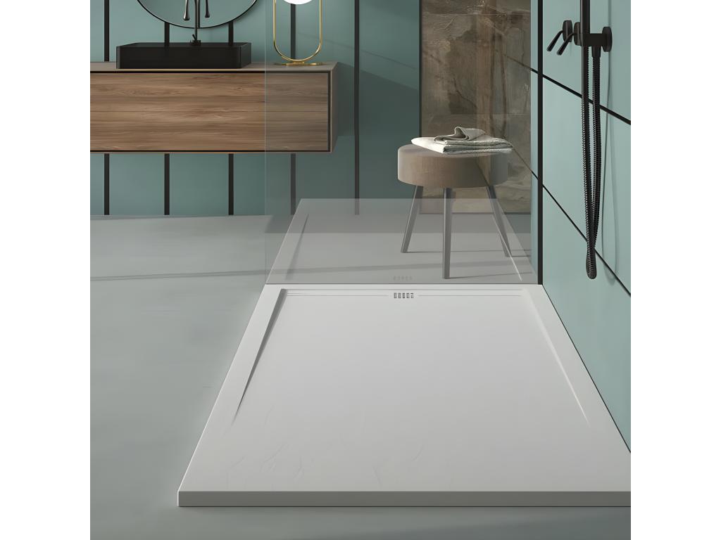 Grey 7035 shower tray with slate finish, Meubiana CACH color grid - 200x70 cm