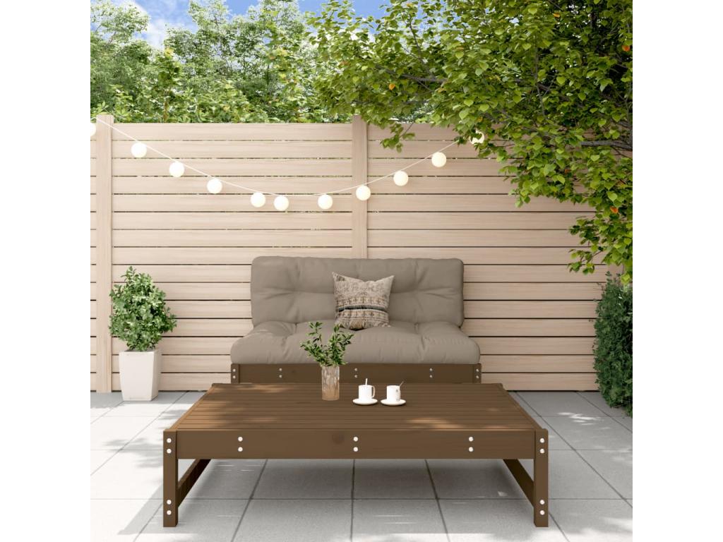 2-piece garden furniture set with cushions, honey brown, solid wood