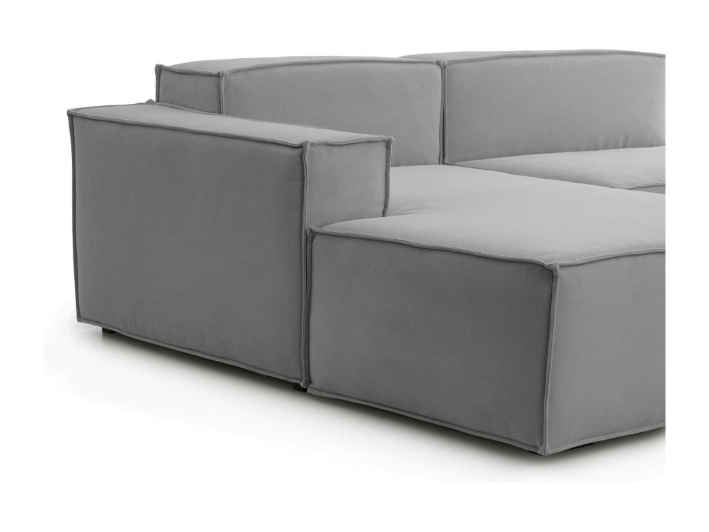 Meubiana Fixed Sofa Large Modular 2-Seater Sofa with Left-Hand Peninsula Made in Italy Modern Fabric Sofa 240x170x70 cm Grey