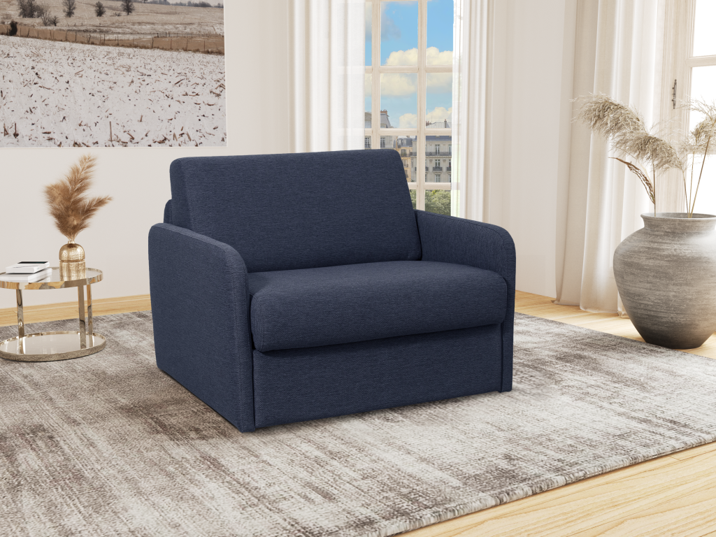 Express convertible armchair in blue fabric - 70 cm sleeping area - Laviecasa KIHO65227