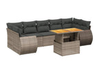 8-piece garden furniture set with grey resin wicker cushions DPQI84495