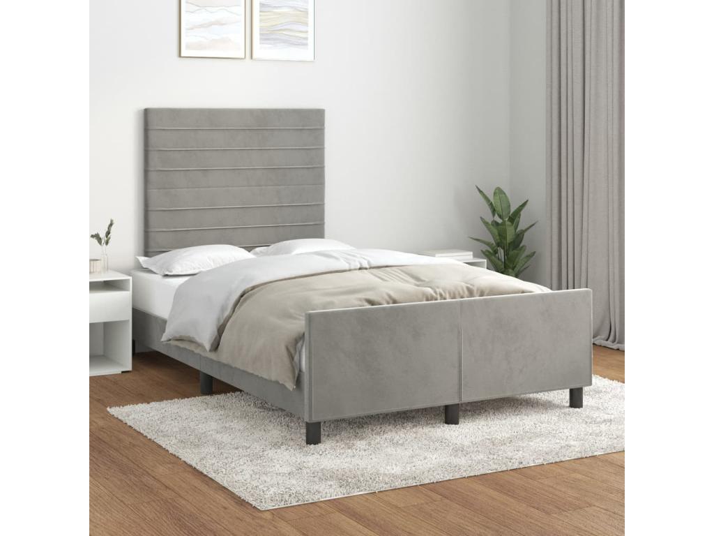 Bed frame with headboard, light grey, 120x200 cm, OCJM04352
