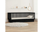 Daybed without mattress, black, 80x200 cm, solid pine wood