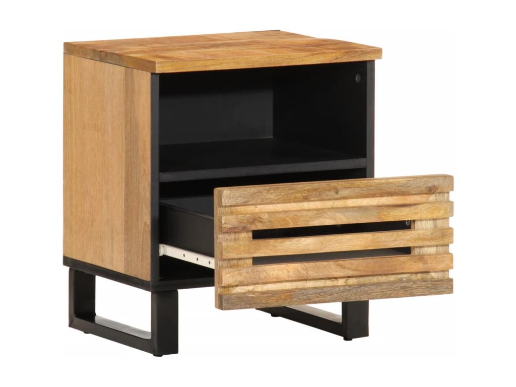 Bedside tables, 2 pieces, 40x34x46 cm, unfinished solid mango wood