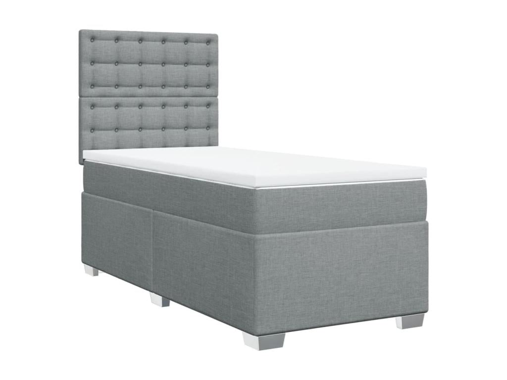 Meubiana bed base with light grey mattress 100x200cm fabric