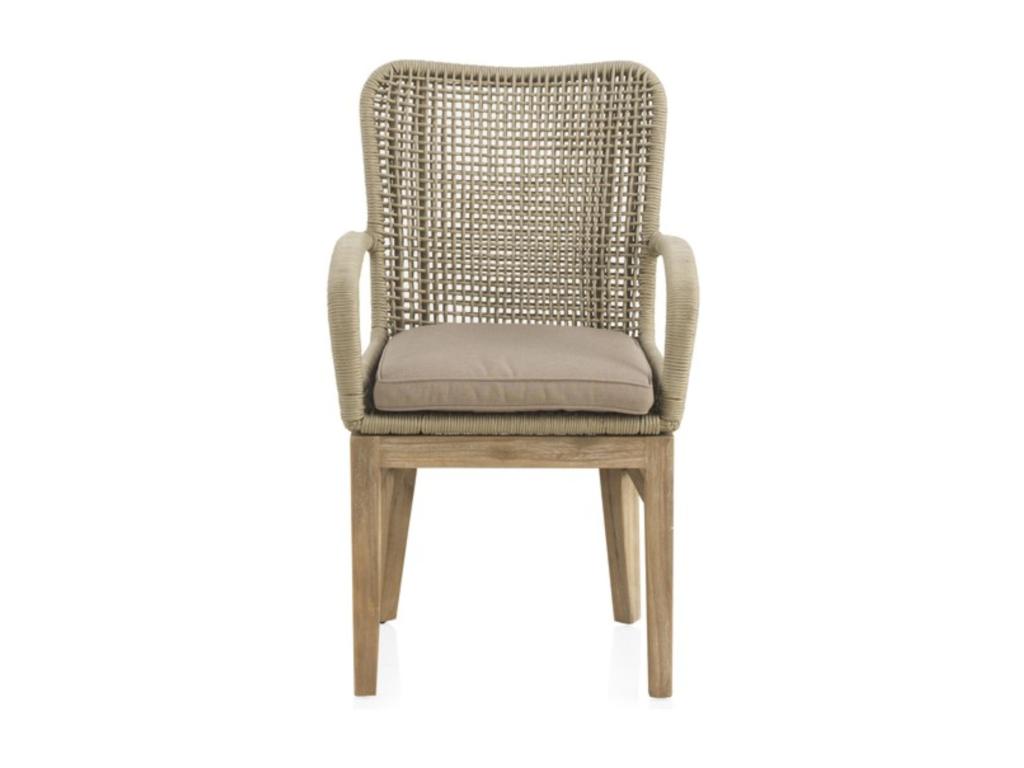 Set of 4 Meubiana wooden armchairs with rope braiding and Meubiana cushions