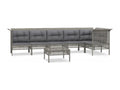 7-piece garden furniture set with cushions, grey woven resin
