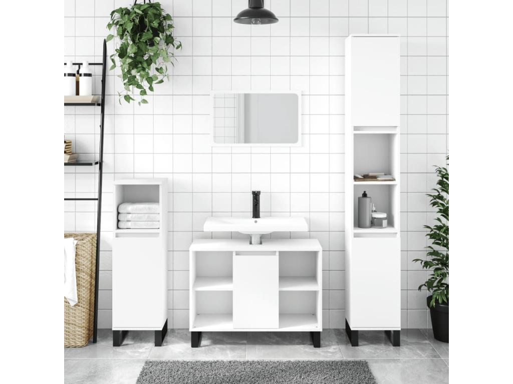 3-piece bathroom furniture set, white engineered wood, UTLW24145