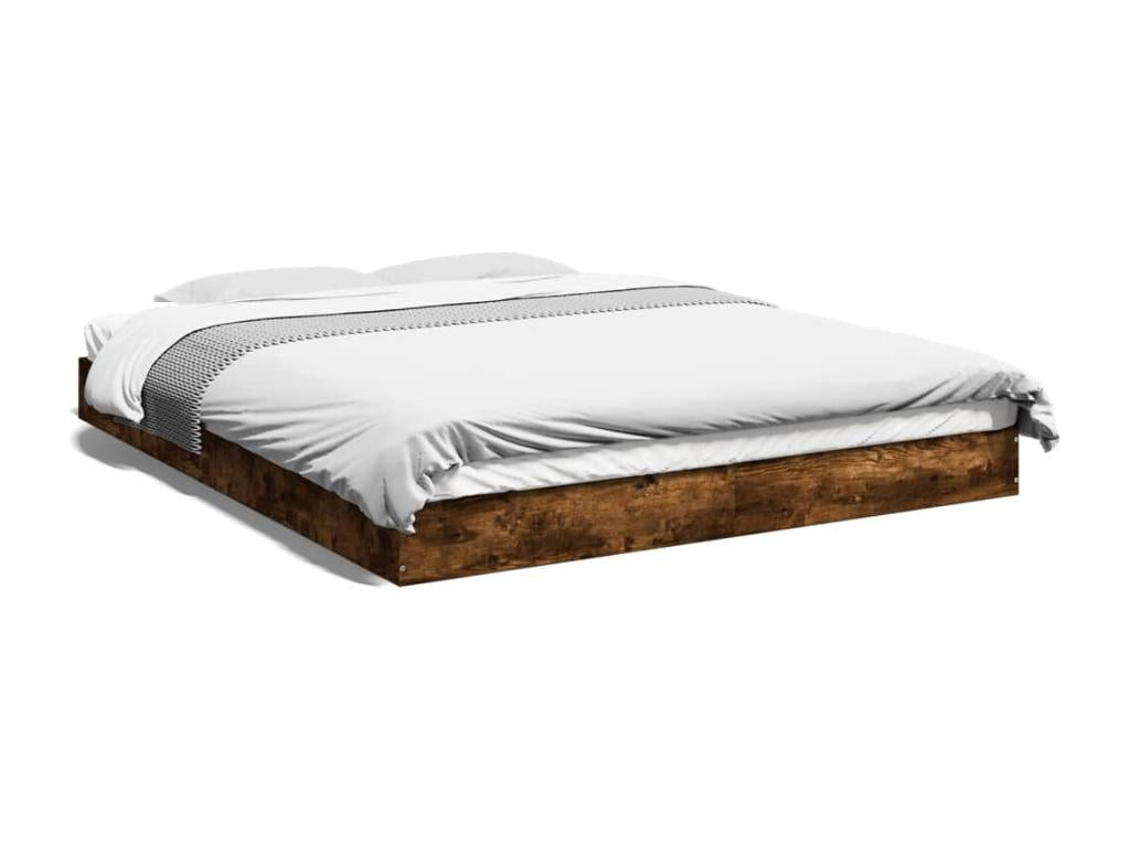 Smoked oak bed frame 150x200 cm engineered wood