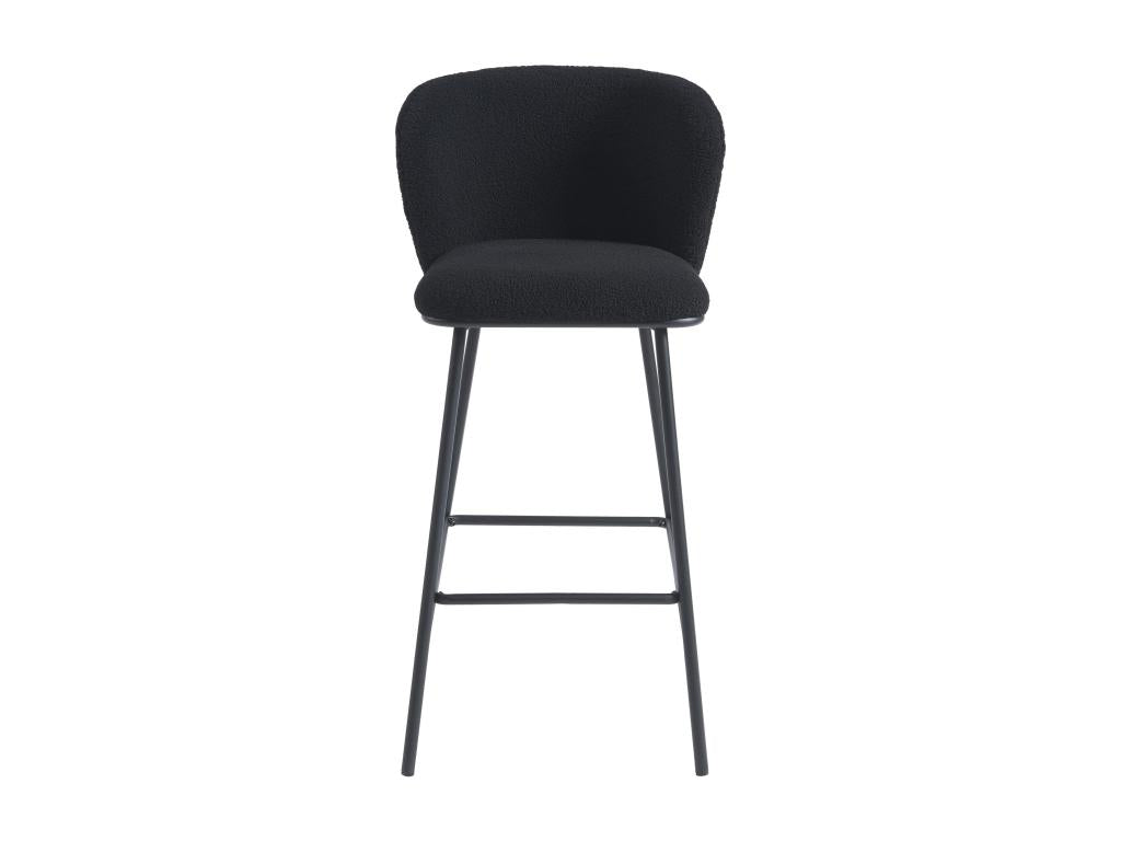 Set of 2 bar stools in bouclé fabric and metal - Black - Meubiana