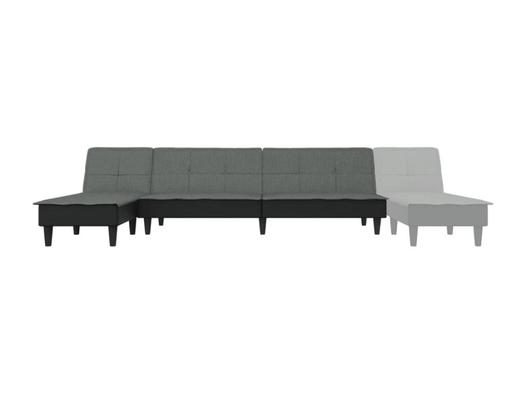Dark grey L-shaped sofa bed 255x140x70 cm fabric