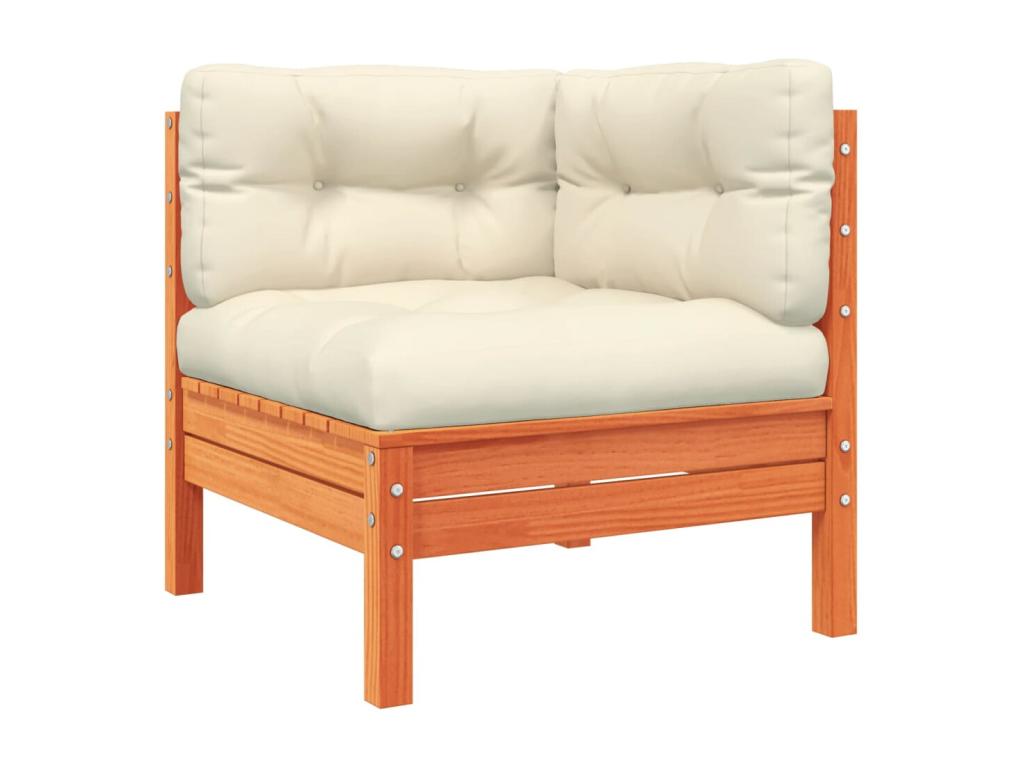 8-piece garden furniture set with cushions, brown wax finish, solid pine wood