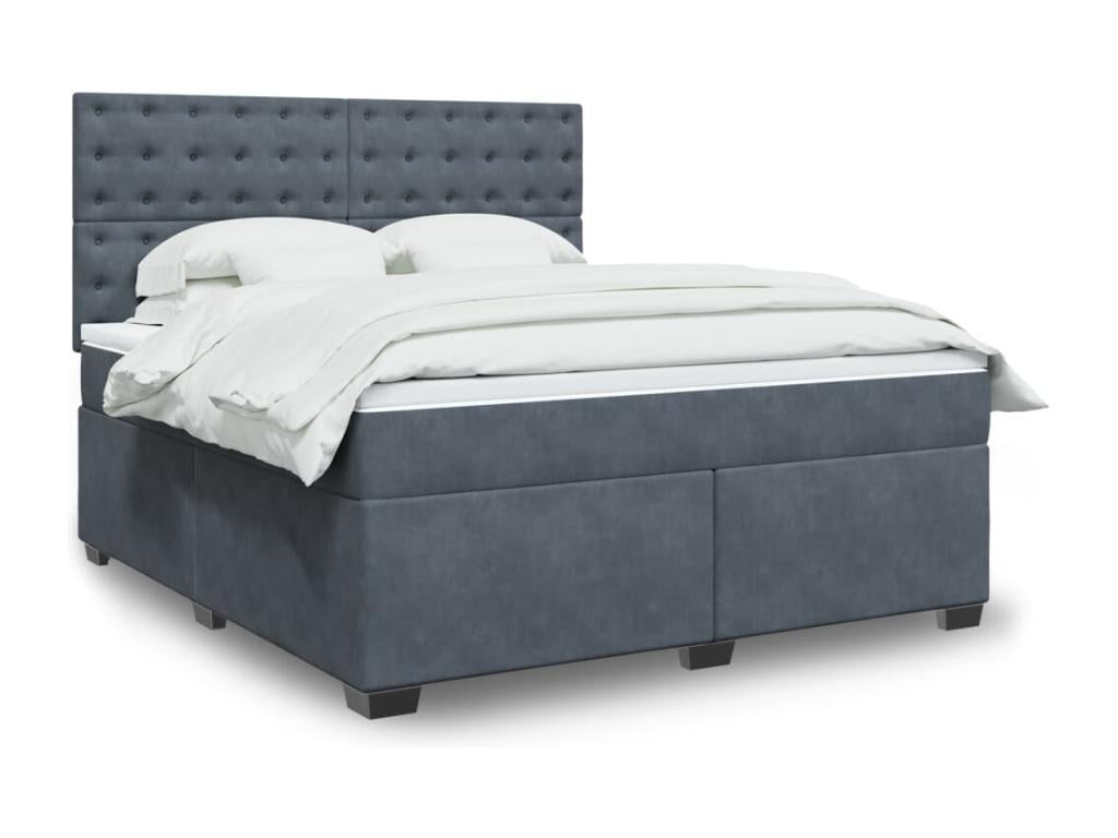 Meubiana bed base and mattress, dark grey, 180x200cm, velvet