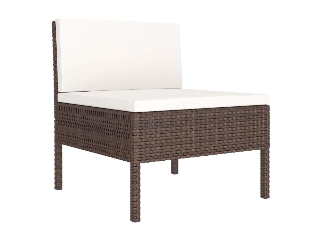 9-piece garden furniture set with cushions, brown wicker resin