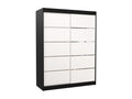 Meubiana 150cm Black Bedroom Wardrobe with 2 Sliding Doors in White Wood and Aluminium
