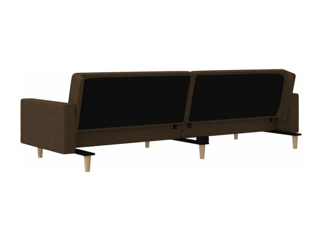 2-seater sofa bed with two brown fabric pillows XDHR99949