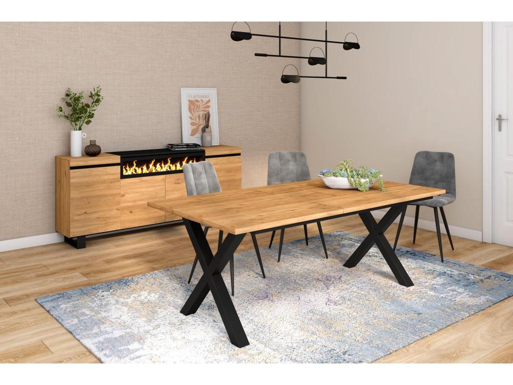Dining table for 10 people, 200cm. Robust and stable structure and solid legs. Oak.