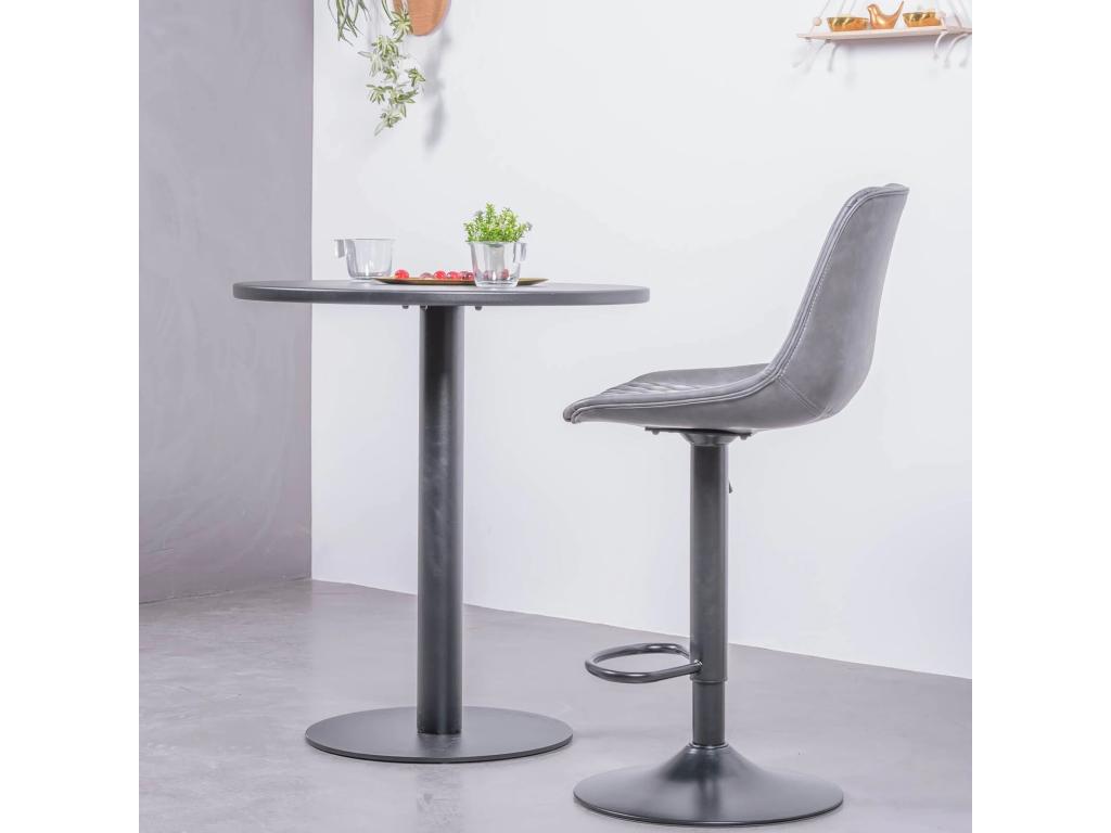 Adjustable stool with faux leather upholstered backrest - Meubiana - Grey