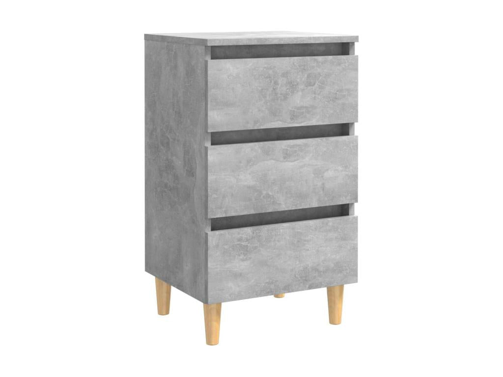 Bedside tables with wooden legs, 2 pcs, concrete grey, 40x35x69 cm, TVDG66832