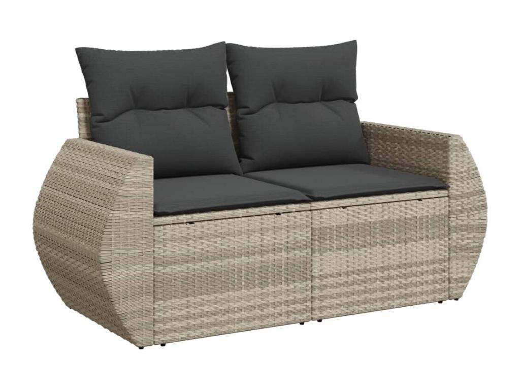 Garden furniture set with cushions, 10 pieces, light grey woven resin LSFS70102