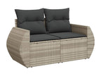 Garden furniture set with cushions, 10 pieces, light grey woven resin LSFS70102