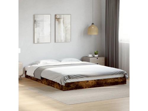 Smoked oak bed frame 150x200 cm engineered wood