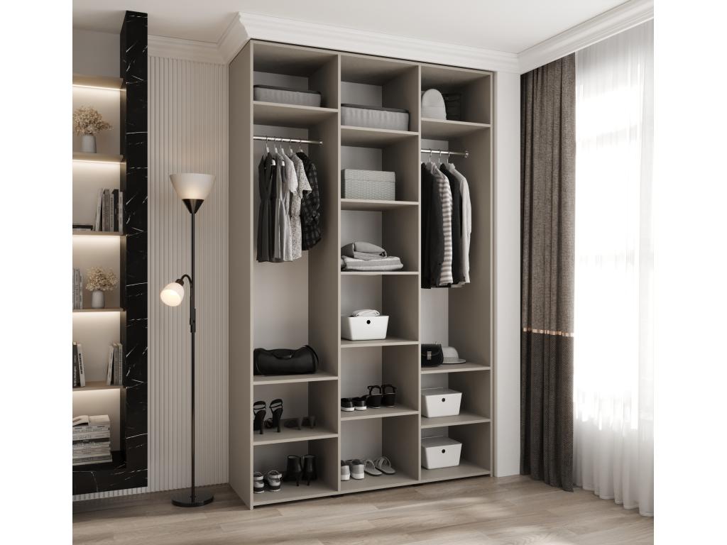 Como 1 245.5/150/50 3-door hinged wardrobe, cashmere/black HUIG39612