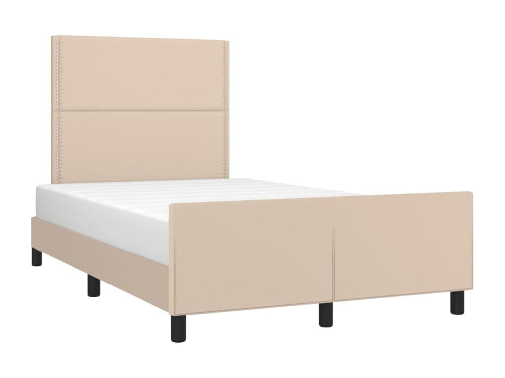 Cappuccino-colored bed frame (120x200 cm) in faux leather (SQFL72400) - without mattress