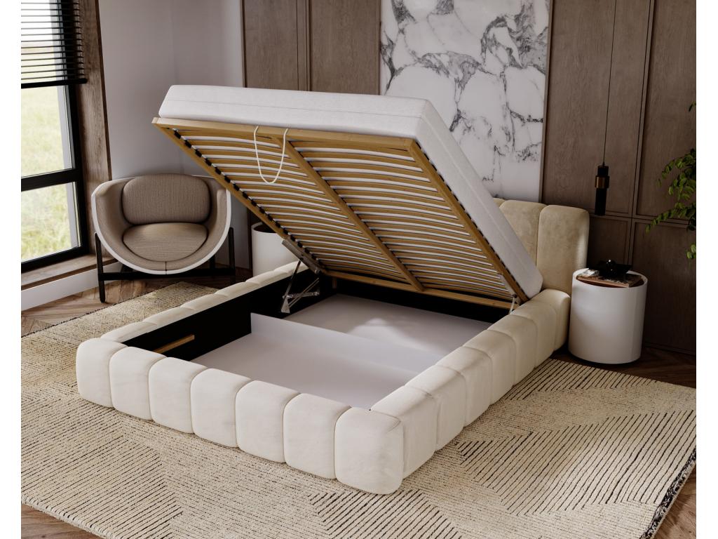 Meubiana Upholstered Bed 180x200 Meubiana - Adult Bed, Tufted Bed, Double Bed with Storage - Light Grey Meubiana Velvet 2218