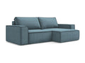 Meubiana 2-seater right-hand corner sofa bed in textured fabric - light blue