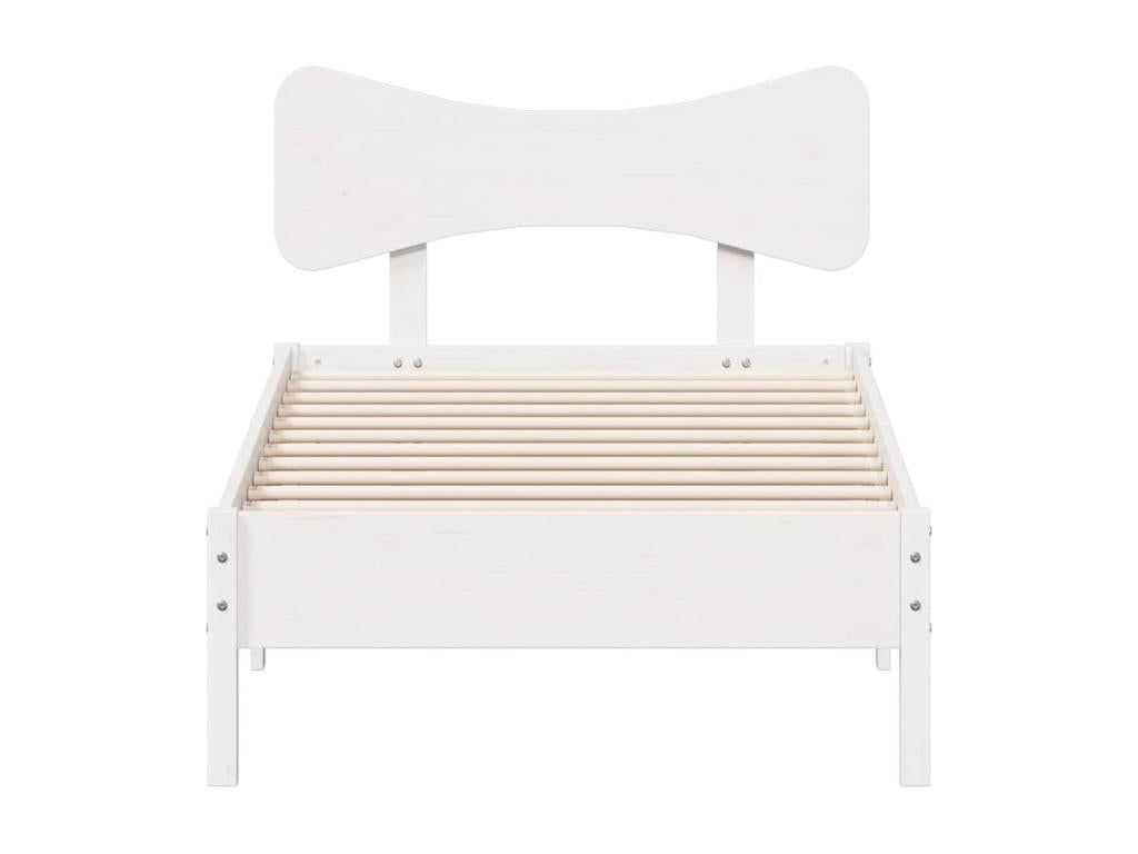 Bed frame without white mattress 75x190 cm solid pine wood