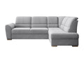 Meubiana 270cm Right-Hand Corner Convertible Sofa in Light Grey Velvet with Chrome Steel Legs