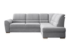 Meubiana 270cm Right-Hand Corner Convertible Sofa in Light Grey Velvet with Chrome Steel Legs